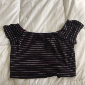 Off shoulder red blue white crop top